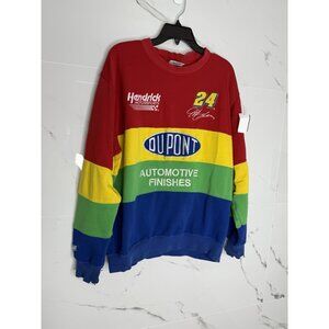 VTG NASCAR Authentic Jeff Gordon DuPont Rainbow Racing Sweater Chase Size L